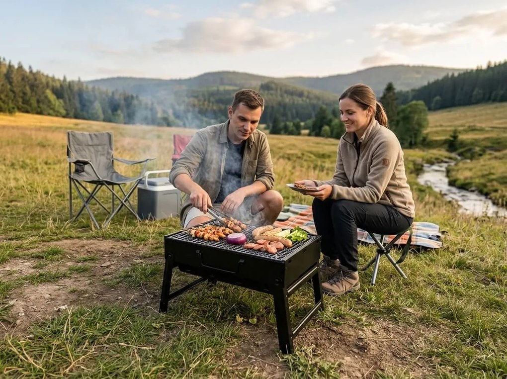 Gratar portabil pe carbune EASY TRAVEL 35x29 cm