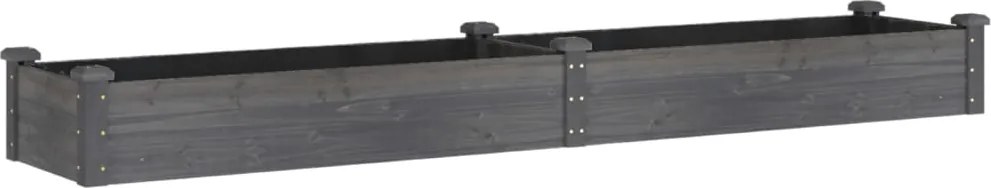 vidaXL Strat grădină înălțat cu căptușeală gri 240x45x25 cm, lemn brad