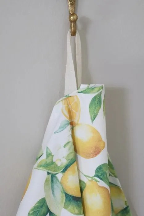 Prosop de bucătărie alb din bumbac cu imprimeu lămâi, L70/W50 cm, „Aix”