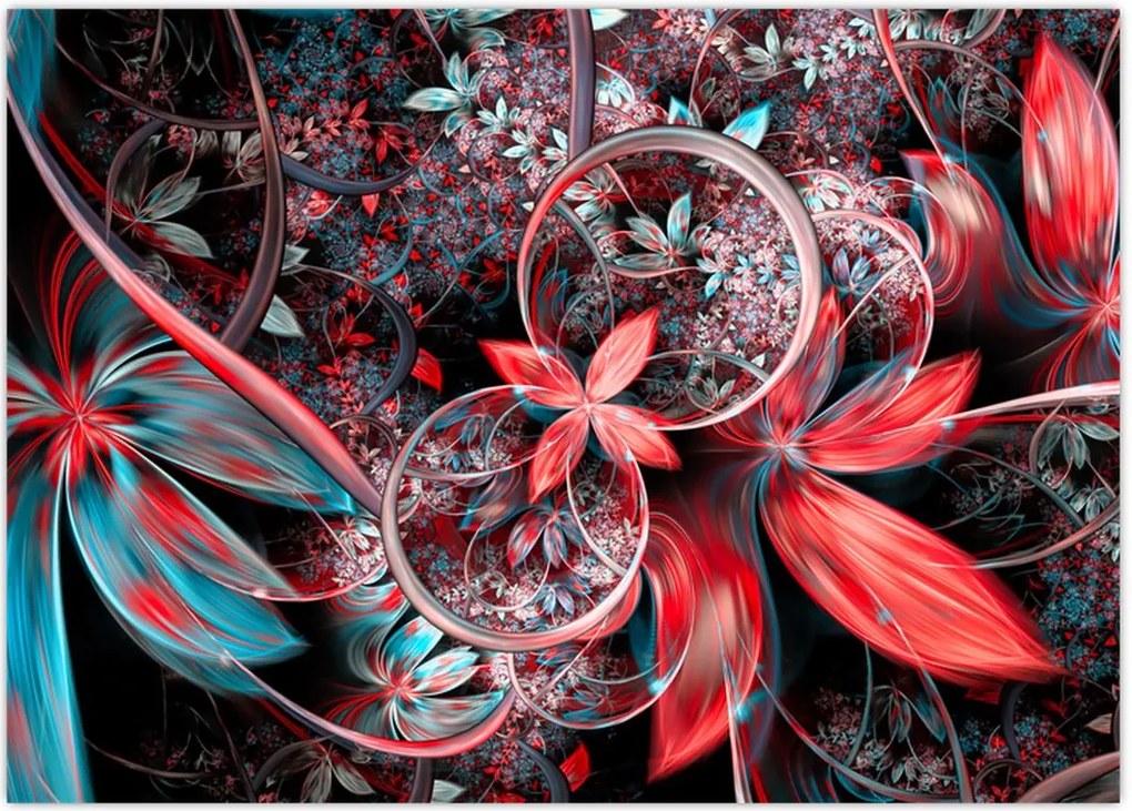 Tablou abstract cu flori exotice (70x50 cm)