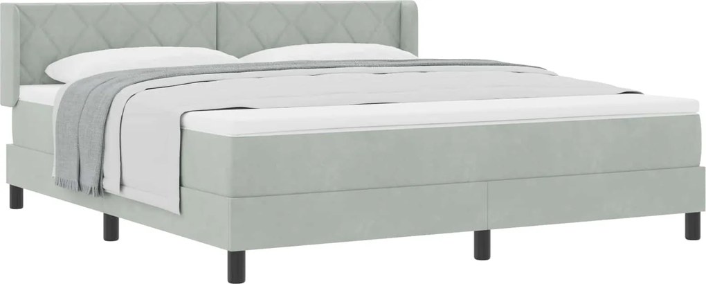 vidaXL Pat cu arcuri cu saltea Gri deschis 200 x 180 cm Poliester