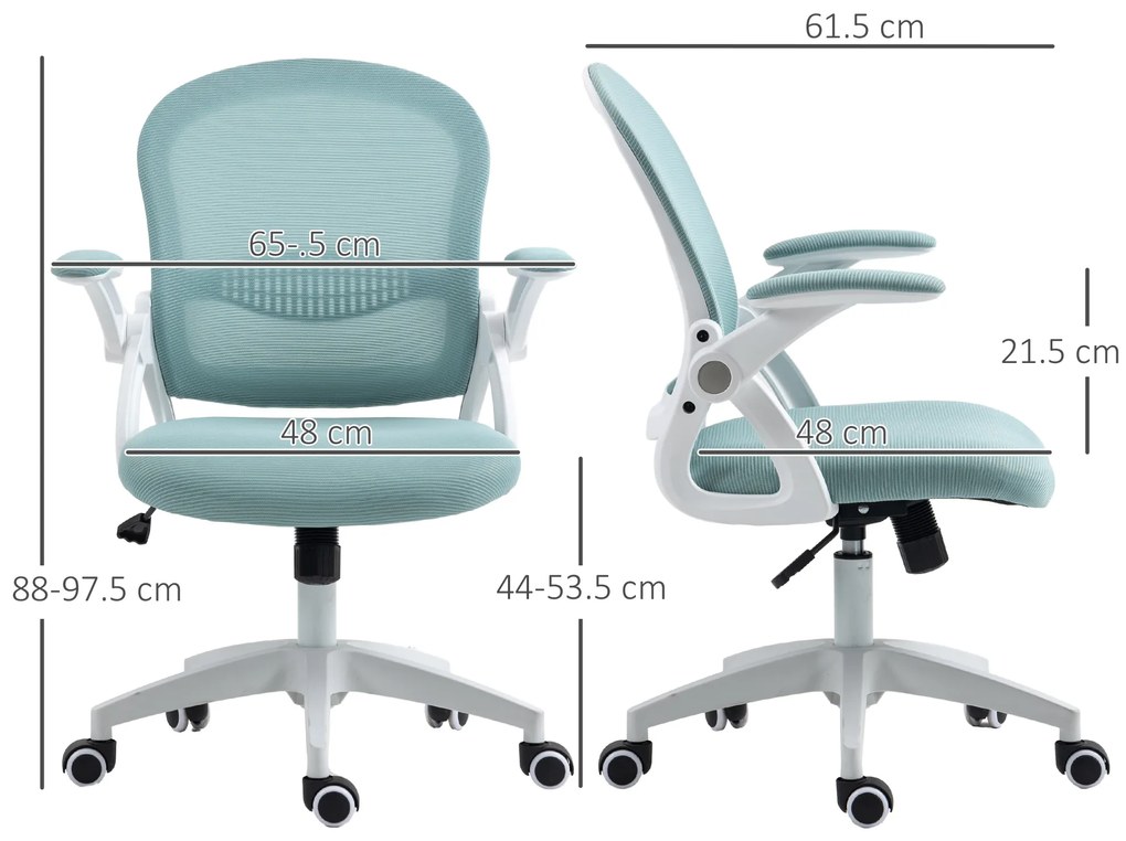 Vinsetto Scaun Birou Ergonomic Albastru Dimensiuni Variabile Suport Lombar Integrat | Aosom Romania