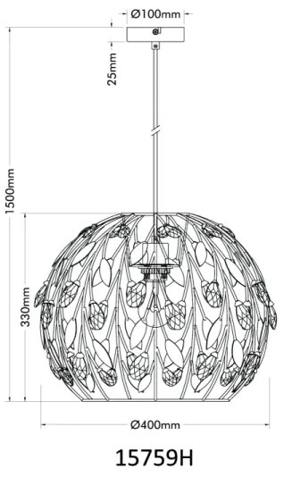 Lustră pe cablu Globo 15759H MIKA 1xE27/40W/230V d. 40 cm