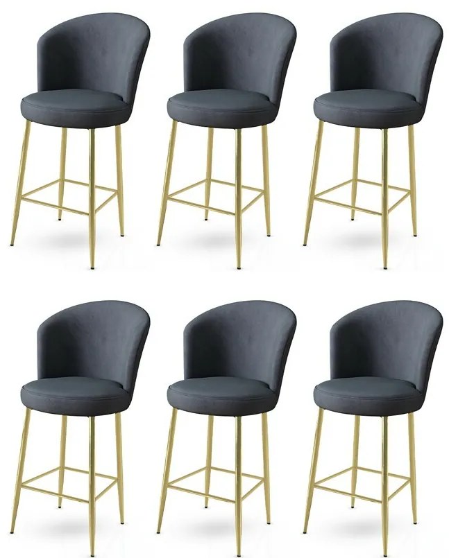 Set de scaune de bar Fora Anthracite și Auriu, 6buc., 6 buc.