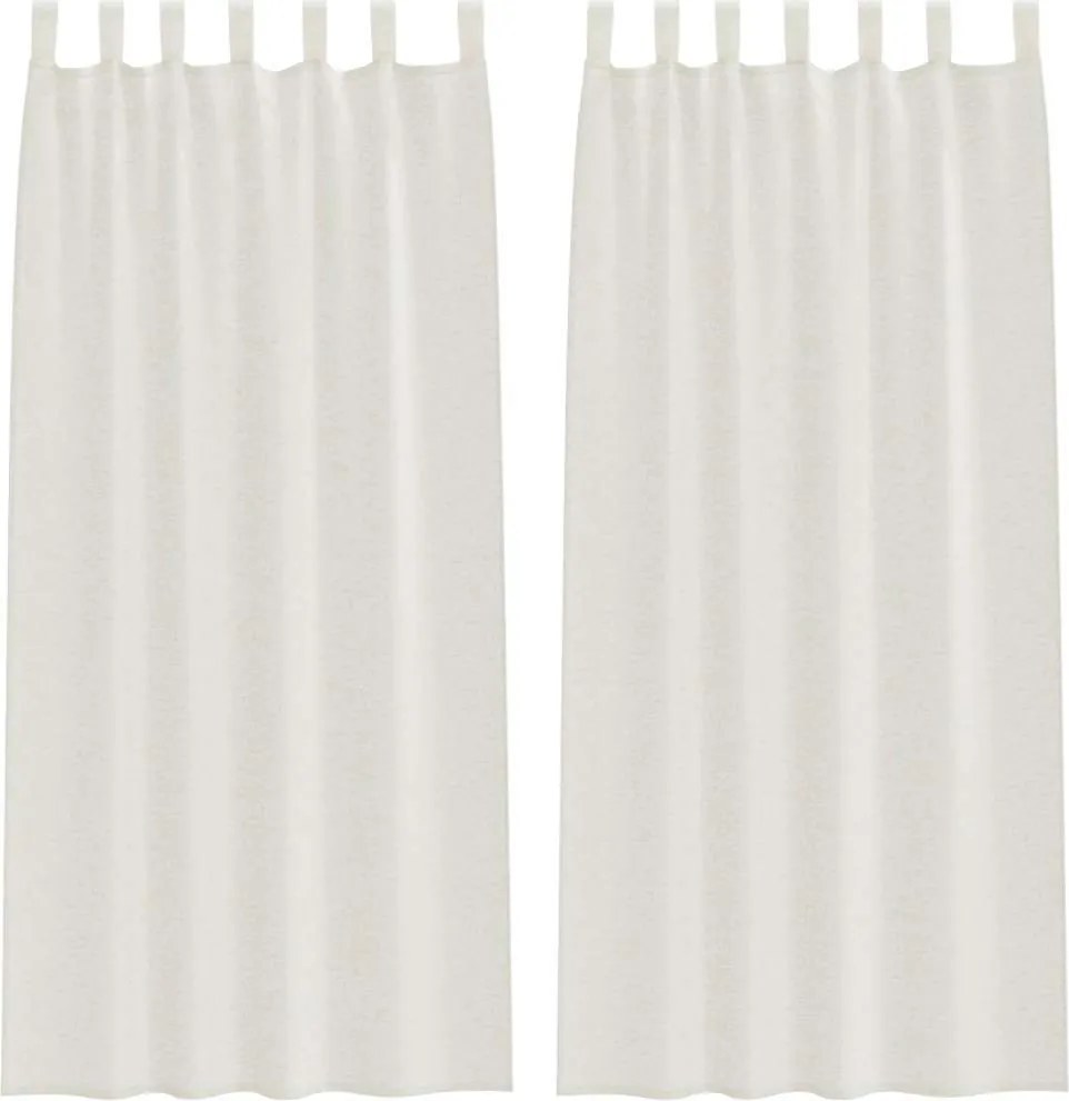 vidaXL Cortină din Voile cu perdele 2 pcs Crem 225 x 140 cm Poliester