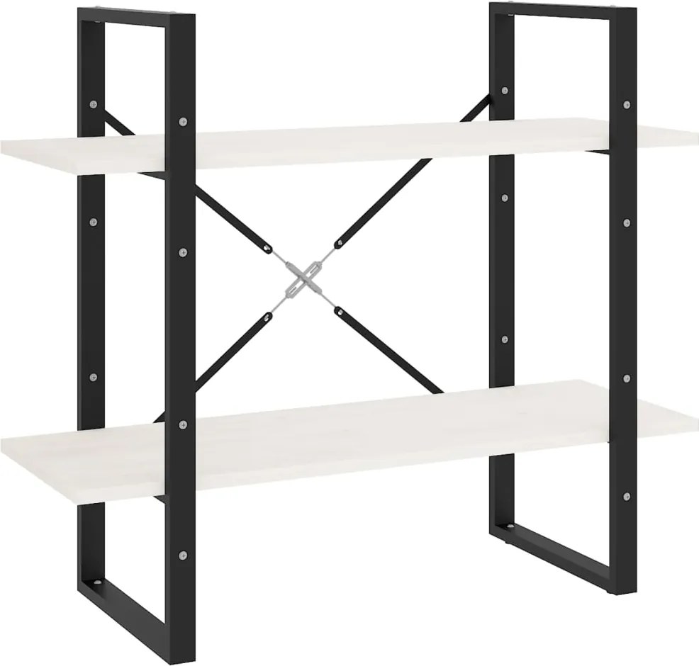vidaXL Bibliotecă cu 2 rafturi, alb, 80x30x70 cm, lemn masiv de pin