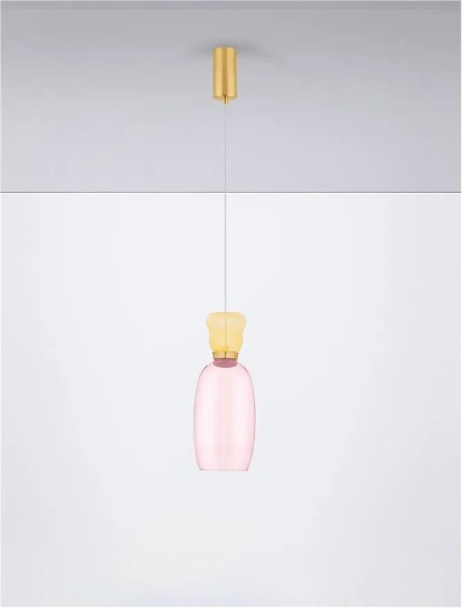 Pendul LED, Lustra design modern Pluma galben/ roz