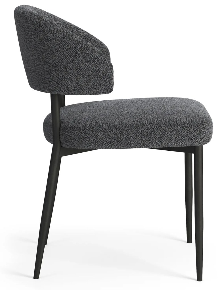 MAZZONI EXPORT IRIS Antracit [Gri închis] (material Monza 130) - SCAUN MODERN TAPIȚAT BOUCLÉ PENTRU SALON/SUFRAGERIE LOFT