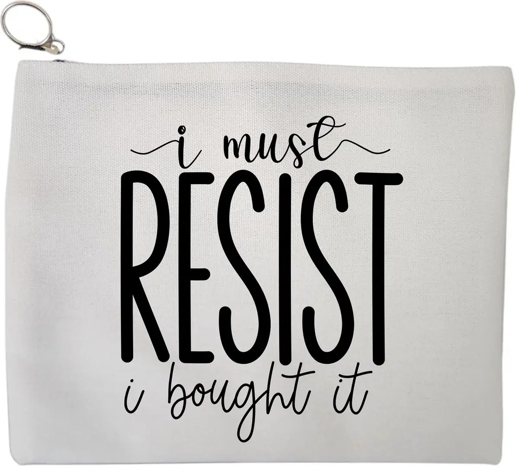 Portfard Cosmetice tip Plic, model I must resist, I bought it, 23x18 cm, Alb, BEKZ®
