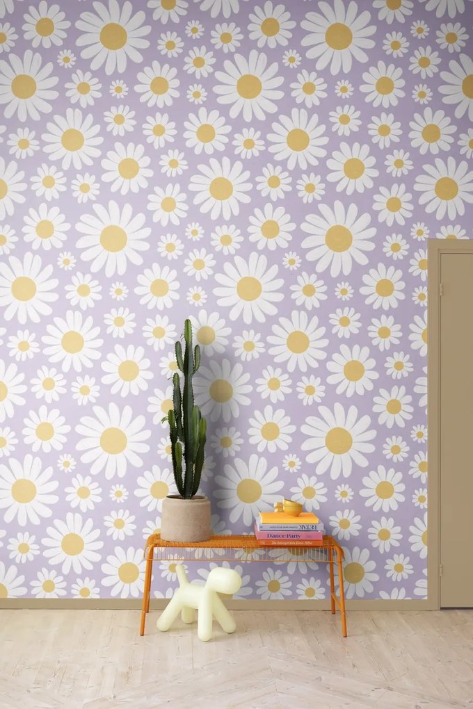 Tapet Dashing Daisies, Lilac, Rebel Walls