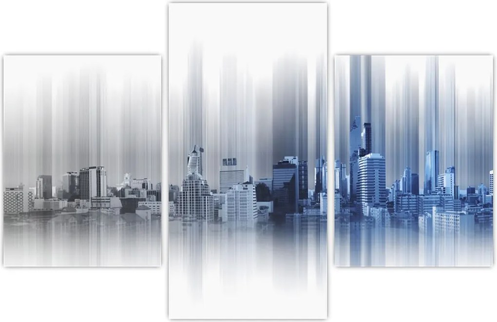 Tablou - Panorama orașului, albastru-gri (90x60 cm)