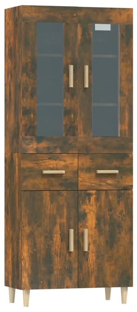3114897 vidaXL Dulap înalt, stejar fumuriu, 69,5x34x180, lemn compozit