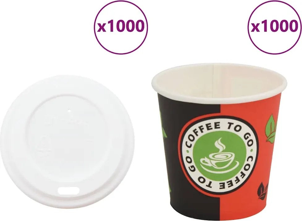 vidaXL Cești de cafea din hârtie cu capace 1000 buc 4oz 120ml