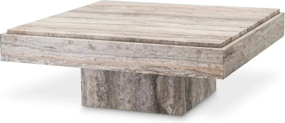 Masuta de Cafea Design LUX, Travertin, Silver, Sartoria, 83x83cm