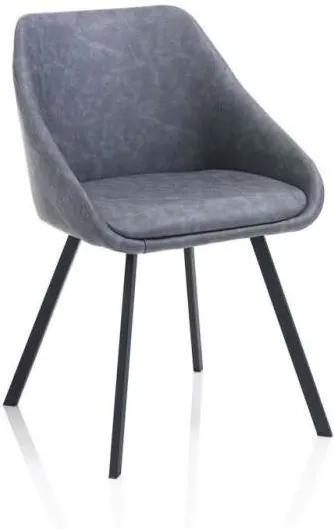 Set 2 scaune Monza, 77x44x51 cm, metal/ ecopiele, albastru