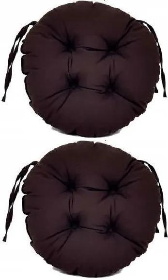Set Perne decorative rotunde, pentru scaun de bucatarie sau terasa, diametrul 35cm, culoare maro, 2 buc/set