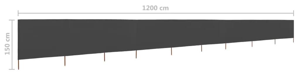Paravan anti-vant cu 9 panouri, antracit 1200x120 cm, textil Antracit, 1200 x 120 cm