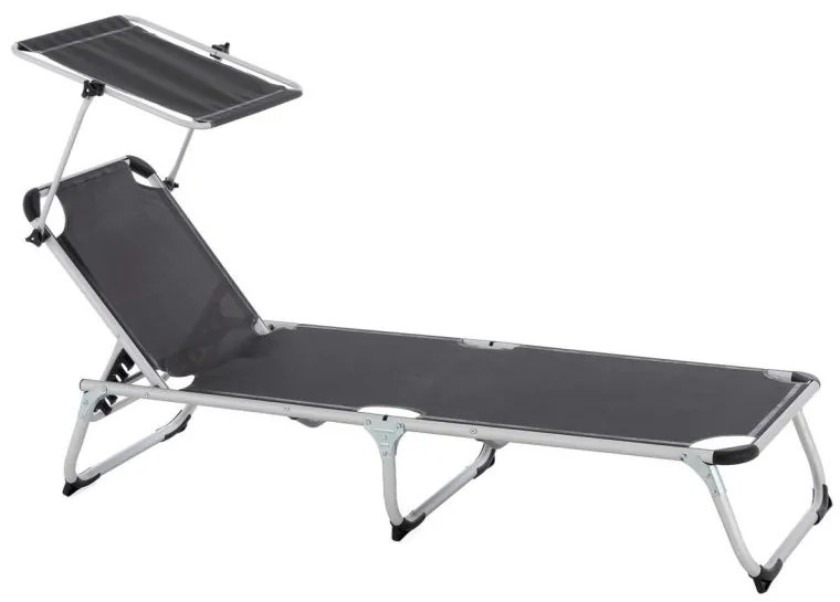 Șezlong de grădină, pliabil, baldachin, antracit 187 cm
