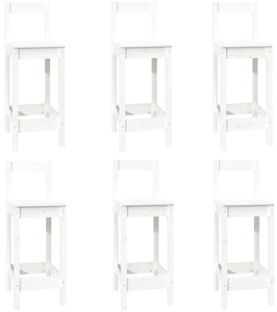 Set mobilier de bar, 7 piese, alb, lemn masiv de pin