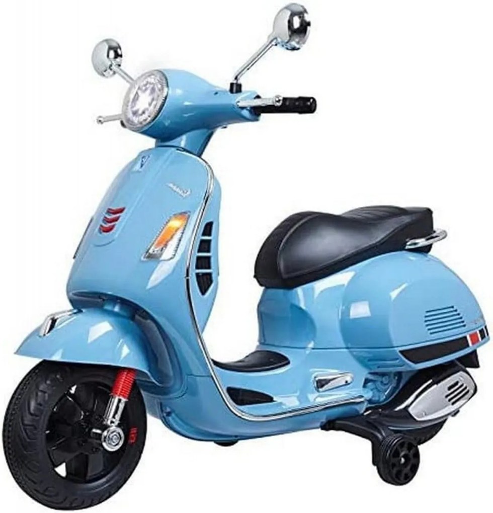 Motocicleta Electrica cu Acumulator Pentru Copii NOVOKIDS™ Vespa Classic Scooter, Pornire la cheie, Lungime 102 cm, 3-8 ani, Max 30 kg, Albastru