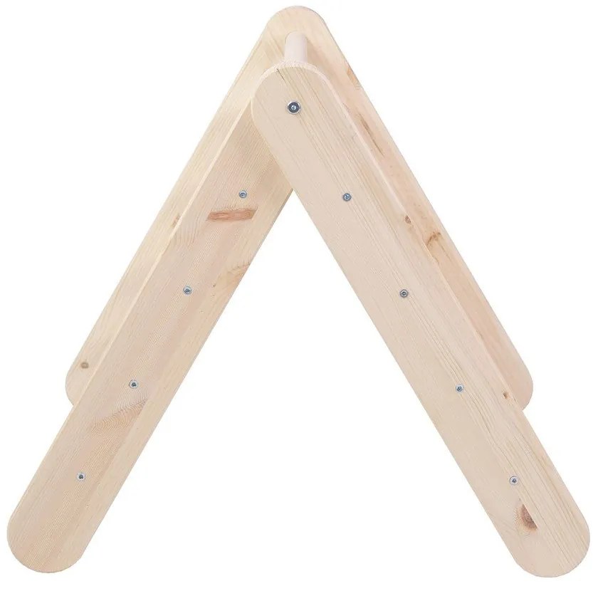 Triunghi Pikler de cățărat albastru deschis/în culoare naturală din lemn de pin 61x60x60 cm Montessori – Meowbaby