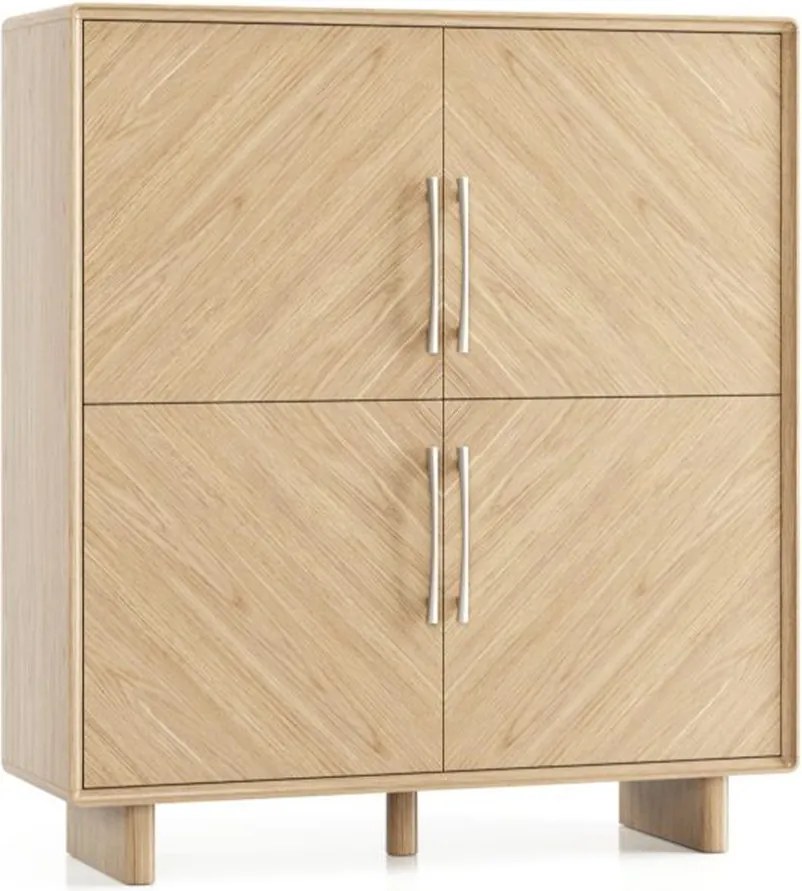 Comodă lemn masiv Cooper bar, 125 × 42,5 × 138 cm