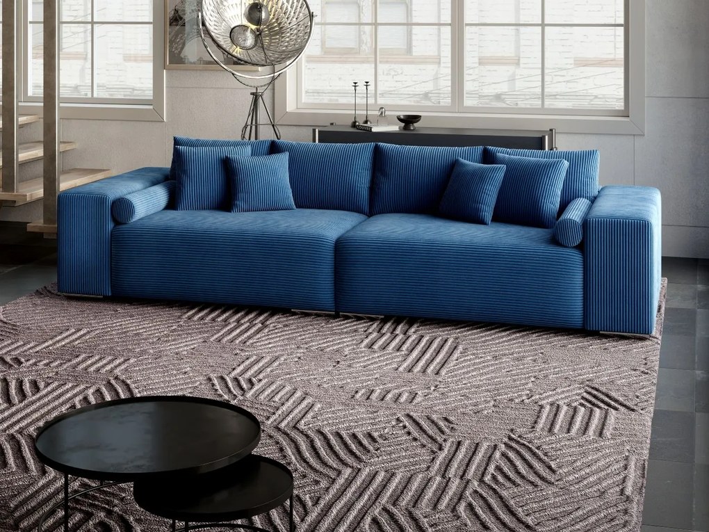 Canapea extensibilă dumonde cu ladă de depozitare si sezut confortabil din spuma high-density, Marbela Zoom Blue XXL 295x100 cm