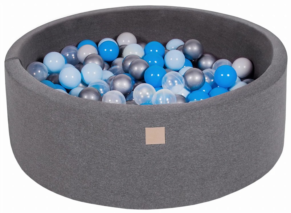Meowbaby – Piscina rotunda 90x30 cm cu 200 mingi pentru copii – Dark Grey