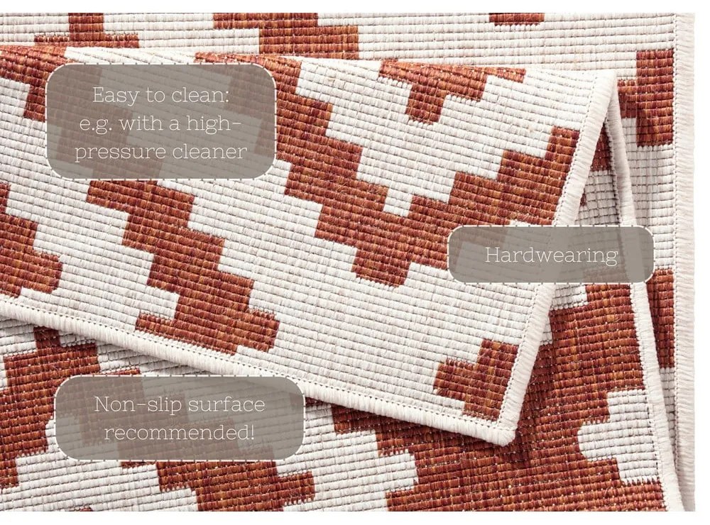 Covor reversibil adecvat pentru interior și exterior roșu-crem 80 x 345 cm Malta - NORTHRUGS