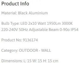 Aplica LED pentru exterior design modern IP54 Epic negru