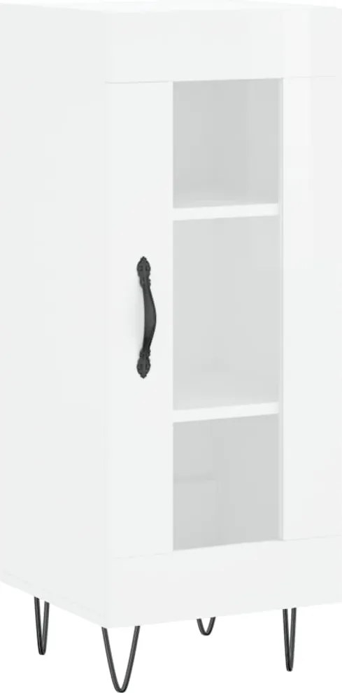 vidaXL Servantă, alb extralucios, 34,5x34x90 cm, lemn compozit