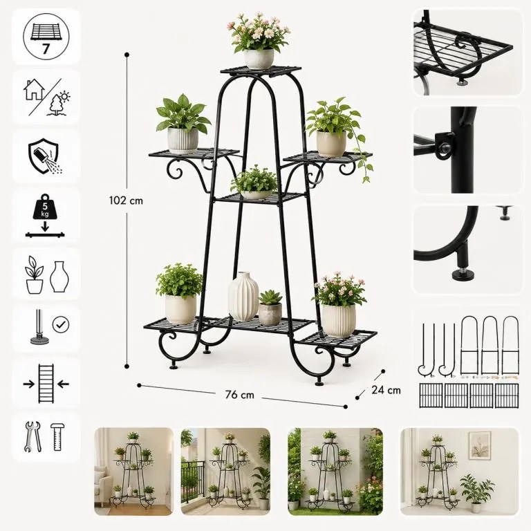 STILISTA Suport pentru plante, 102 x 76 x 24 cm, oțel