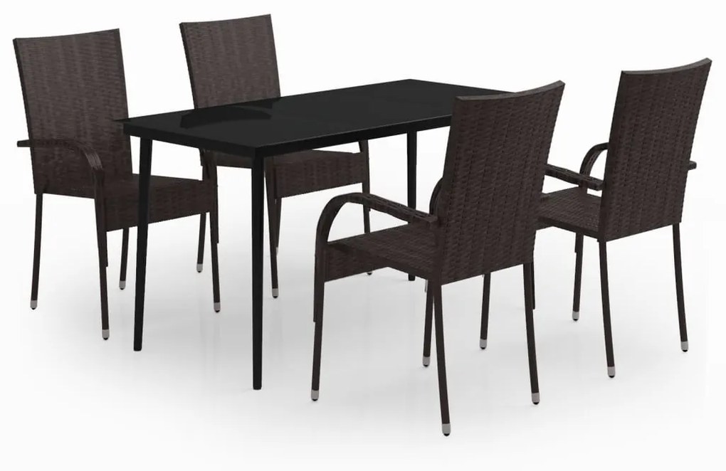 3099403 vidaXL Set de servit masa pentru grădină, 5 piese, maro și negru