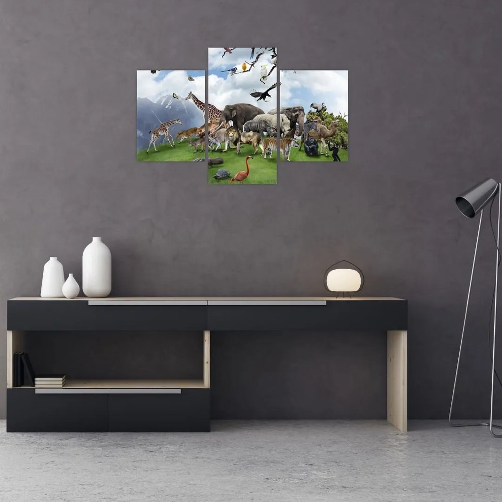 Tablou - Animale pe insulă (90x60 cm)