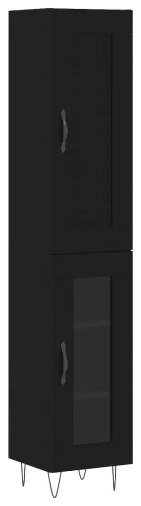 3200418 vidaXL Dulap înalt, negru, 34,5x34x180 cm, lemn prelucrat