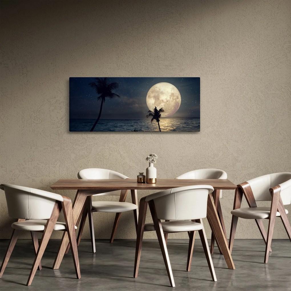 Tablou - Plaja cu lună plină (120x50 cm)