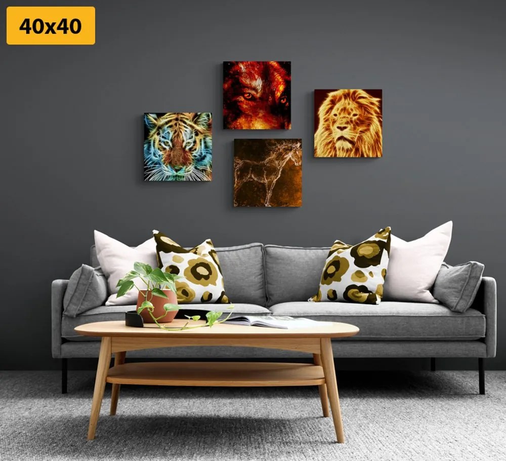 Set tablouri abstracție de animale misterioasă