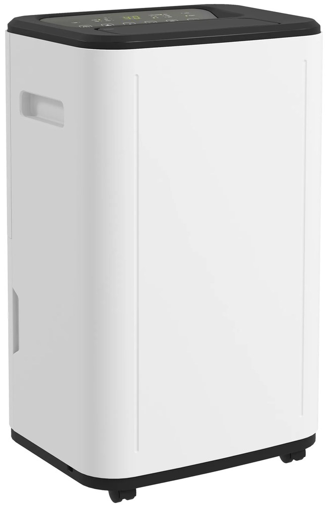 HOMCOM Dezumidificator Electric Rezervor Apă 6 L 20L/zi cu 3 Moduri 2 Trepte Temporizator 33,5x26x53 cm Alb | Aosom Romania