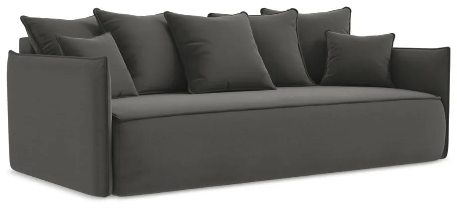 Canapea gri închis extensibilă/cu spațiu de depozitare cu tapițerie din catifea 225 cm Hula – Makamii