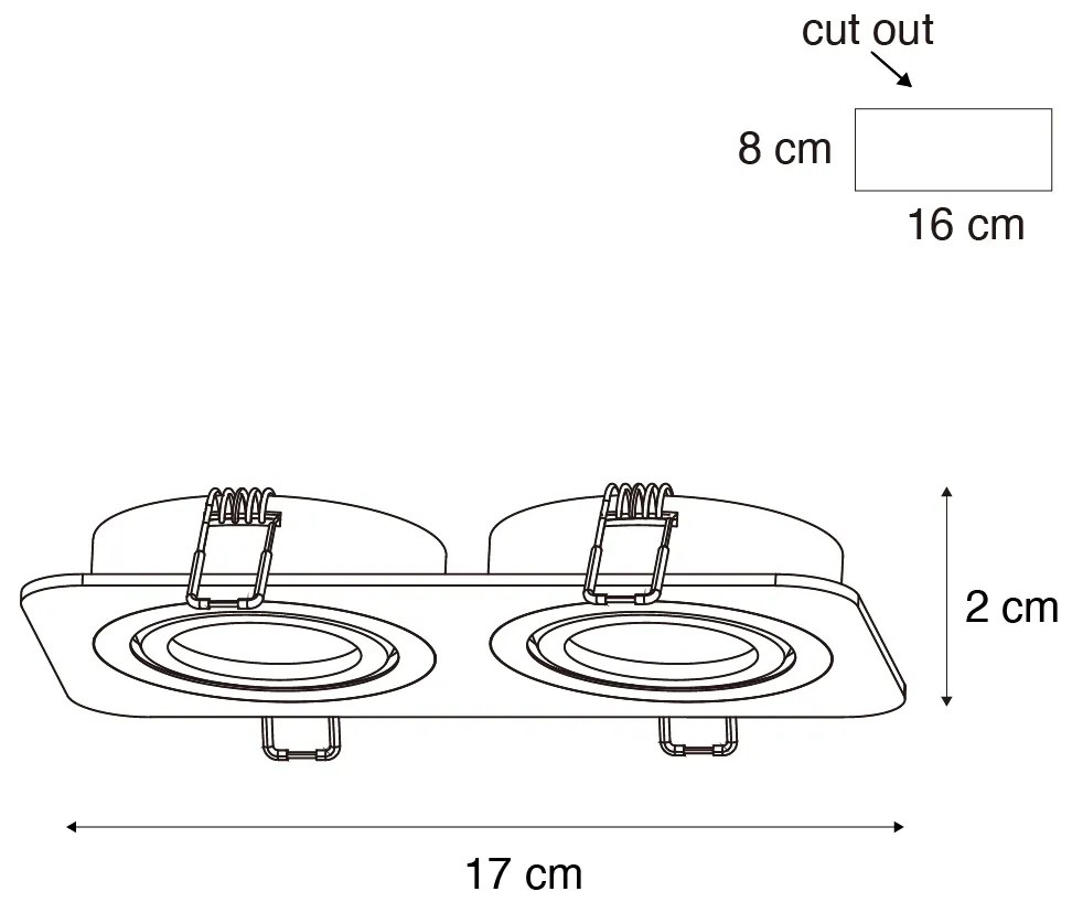 Set de 6 spoturi încastrate rotunjite, bronz închis, GU10 50mm, pivotante și înclinabile, IP44, 2 lumini - Alberto
