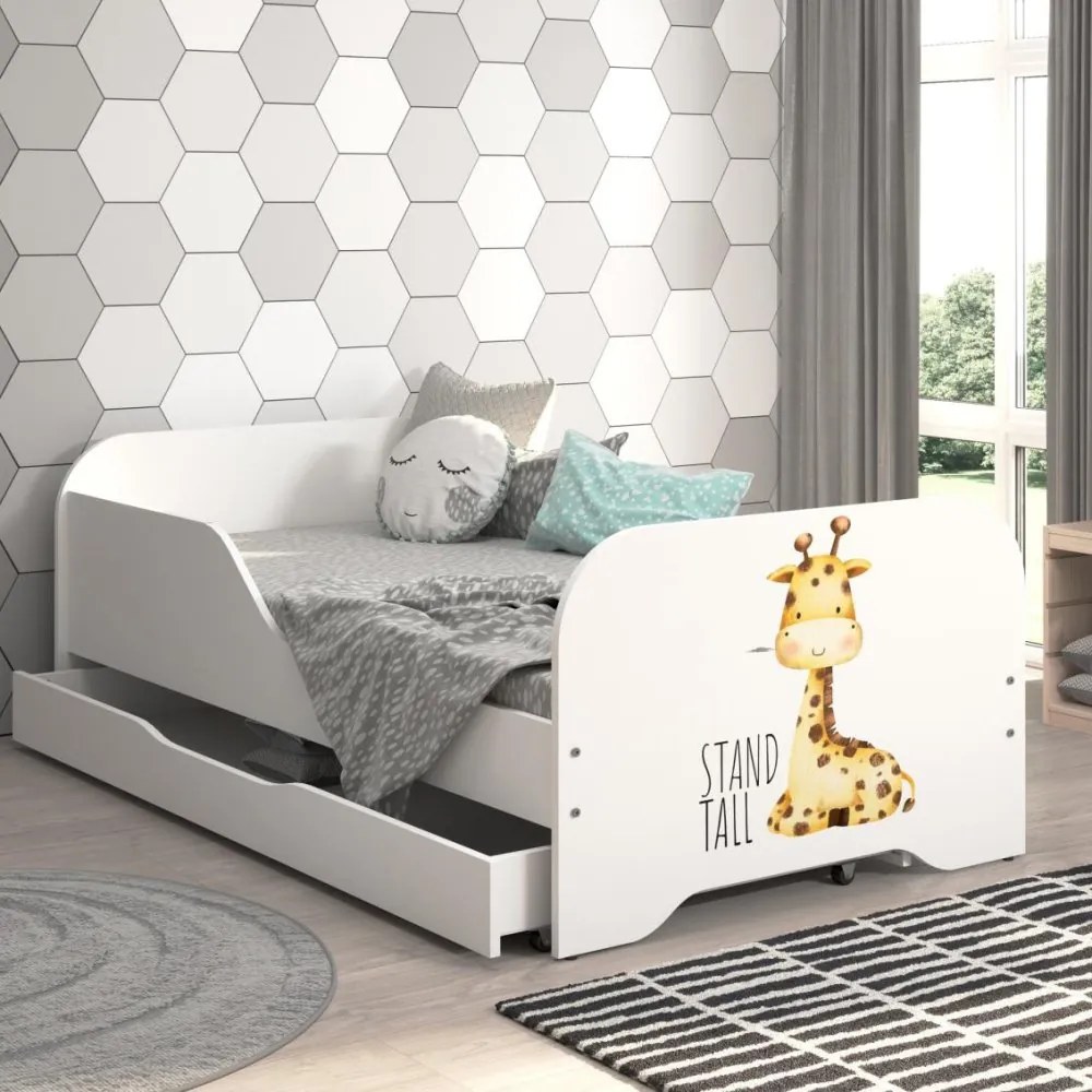 Pat pentru copii MIKI 160 x 80 cm cu motiv girafă