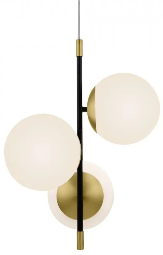 Pendul modern auriu 3 globuri albe din sticla opaca Nostalgia Maytoni