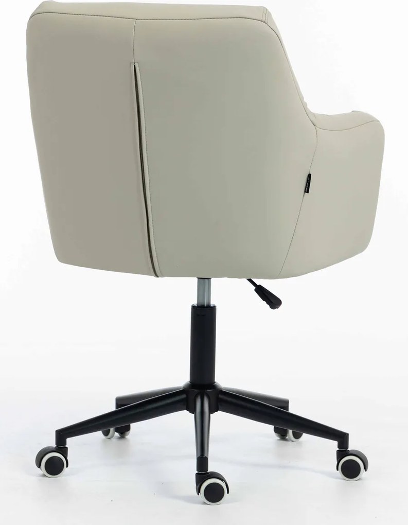 HR840K Scaun Culoarea Inului Piele Ecologica Premium Soft cu Bază Neagră