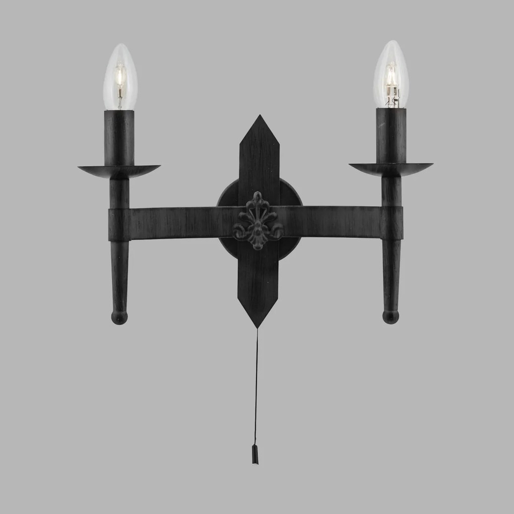 Aplica de perete stil rustic Cartwheel 2422-2BK SRT