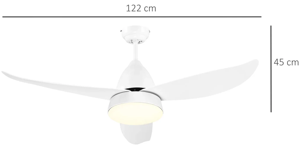 HOMCOM Ventilator de Tavan cu Lumini LED și Telecomandă, 6 Viteze, Ideal pentru Interior, Φ122x45 cm, Alb | Aosom Romania