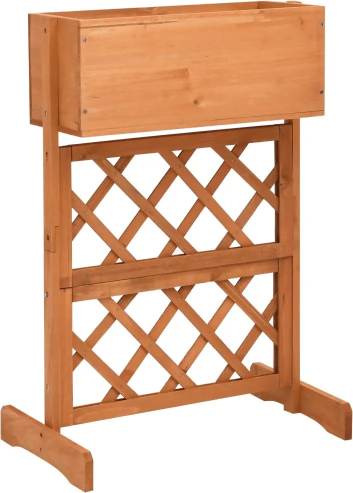 vidaXL Jardinieră cu spalier, portocaliu, 45x30x74 cm, lemn masiv brad