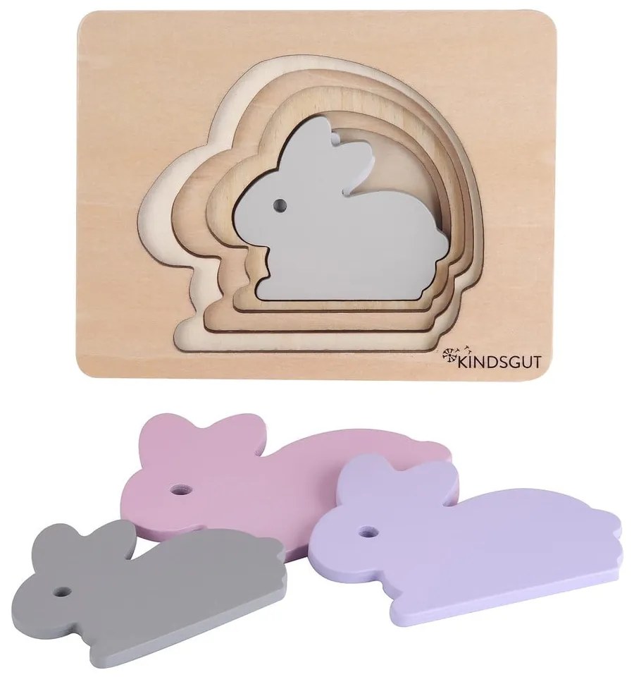 Puzzle din lemn pentru copii Kindsgut Rabbit