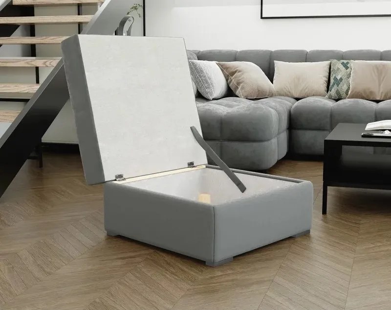 OFERTA Taburet albastru inchis ZENOVA cu spatiu de depozitare 65x65 cm II. calitate