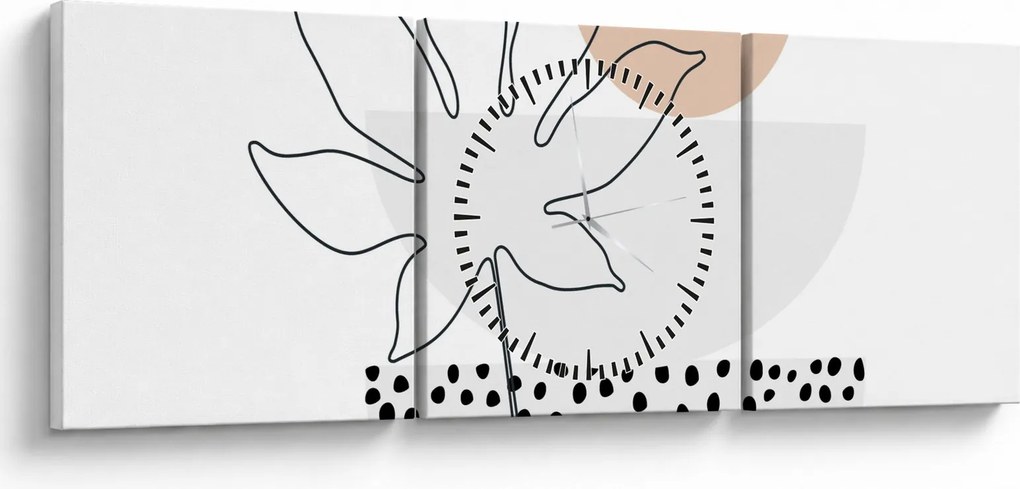 Tablou - Linie de artă flori N⁰3 (cu ceas) (90x30 cm)