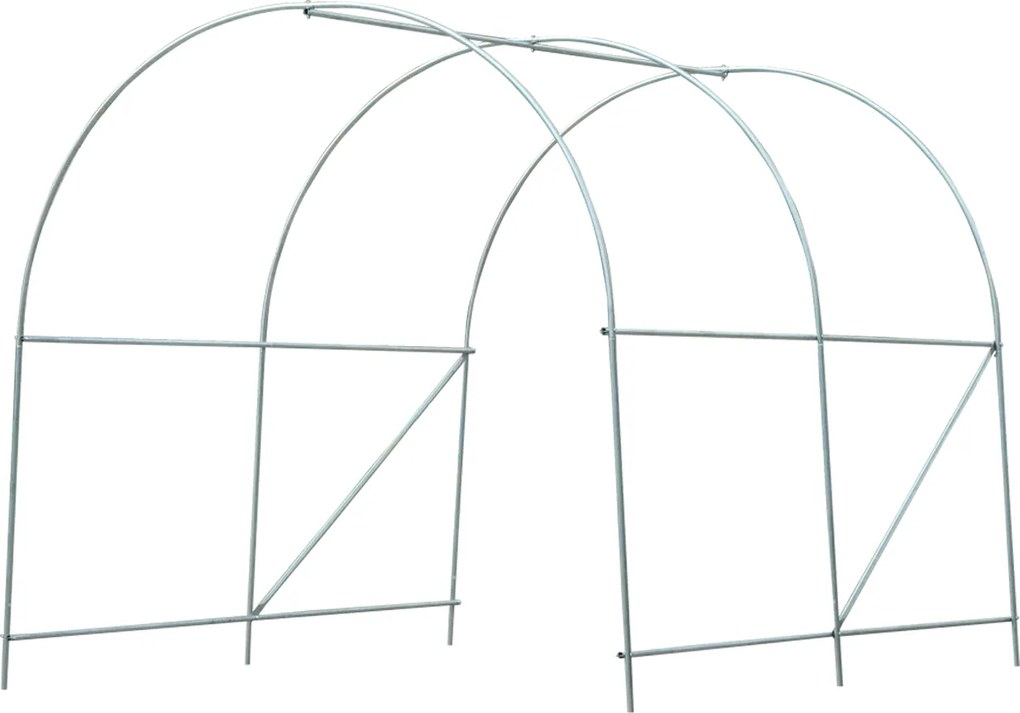 Outsunny Serra da Giardino a Tunnel Per Piante in PE con Tubi in Ferro, Bianco, 250x200x200cm